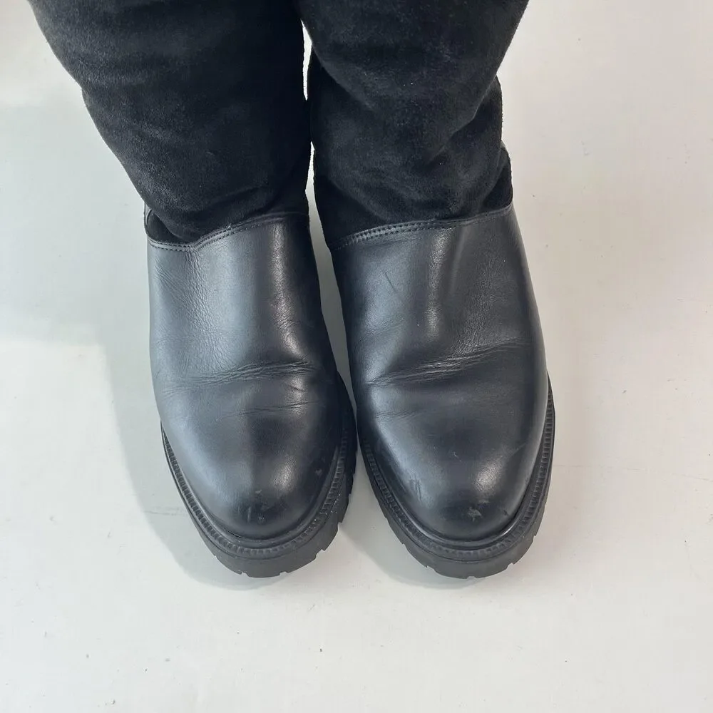 La Canadienne Boots Womens Size 8.5 Black Leather Shearling Lined Pull On Winter